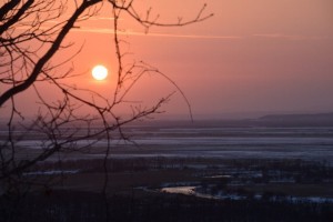 湿原展望台の夕陽02