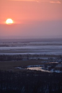 湿原展望台の夕陽03